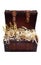 Antique Treasure Chest FIlled with Gold Silver DIamond Treasures on a White Background