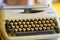 Antique Typewriter. Old vintage typewriter letters keyboard alphabet circles