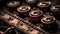 Antique typewriter, rusty metal, old fashioned machinery generated by AI