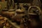 Antique utensils, pots and cups, kitchen accessories