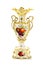 Antique vase with fruits made of porcelain in biedermeier times.