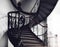 Antique vintage rounded staircase in old house