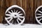 Antique Wagon Wheels in Snow