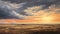 Antique Western Sunset Painting With Expansive Skies And Detailed Brush Strokes