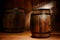 Antique Whisky Wood Barrel and Old Wine Cask