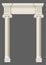Antique white colonnade with Ionic columns