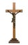 Antique wood crucifix on white background