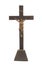 Antique wood crucifix on white background