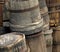 Antique wood stave barrels