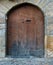 Antique wooden arch door and mailbox