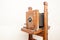 An antique wooden camera