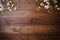 Antique wooden country table with flowers and floral design, wood texture and rustic flatlay background