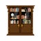 Antique Wooden Cupboard With Books