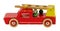 Antique wooden fire-engine toy isoalted on white