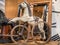 Antique Wooden Game: Rocking Horse with Three Wheels