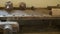 Antique wooden workbench in museum