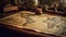 Antique world map on rustic parchment inspires global exploration journey generated by AI