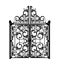 Antique wrought gate entrance black and white vector outline