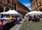 Antiques Market, Mercato Antiquario di Bologna, takes place in the square in front of St. Stephens Basilica