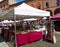 Antiques Market, Mercato Antiquario di Bologna, takes place in the square in front of St. Stephens Basilica