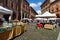 Antiques Market, Mercato Antiquario di Bologna, takes place in the square in front of St. Stephens Basilica