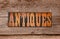 Antiques sign letterpress