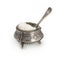 Antiques silver saltcellar with silver spoon