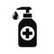 Antiseptic icon, hand sanitizers. Alcohol rub sanitizers kill most bacteria from hands and stop viruses. Sanitizer bottle, wall