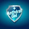 Antiviral gel logo. Sanitizer gel, antiseptic and virus protection label. Sanitizer for hands and body.