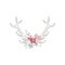 Antlers with flowers, hand drawn floral composition with deer horns vector Illustration on a white background