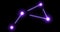 Antlia constellation neon style. Stars in the night sky. Cluster of stars and galaxies. Neon glowing rays motion graphic animation