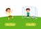 Antonyms concept, SUCCES and FAILURE. Boys playing soccer. Educational flash card with little child template. Word card for englis