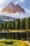 Antorno lake with famous Tre Cime di Lavaredo (Drei Zinnen) mount