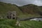 Antrim Coast with cloudy sky at Kinbane Castle,