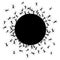 Ants Around Black Circle. Template or Seamless Pattern Represent