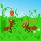 Ants collect strawberries - vector illustration, eps