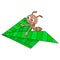 Ants are happy riding a leaf plane, doodle icon image kawaii