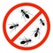 The ants with red ban sign. STOP ants sign