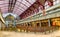 Antwerp, Belgium - May 2019: Trains waiting at the platform for passengers Inside the beautiful, historic and monumental