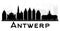 Antwerp City skyline black and white silhouette.