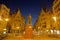 Antwerp - Leysstraat and David Teniers memorial in evening dusk