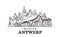 Antwerp sketch skyline. Antwerp, Belgium hand drawn vector illustration