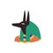 Anubis ancient Egyptian deity with jackal head, vector illustration isolated.