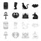 Anubis, Ankh, Cairo citadel, Egyptian beetle.Ancient Egypt set collection icons in black,outline style vector symbol