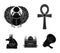 Anubis, Ankh, Cairo citadel, Egyptian beetle.Ancient Egypt set collection icons in black style vector symbol stock