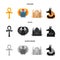 Anubis, Ankh, Cairo citadel, Egyptian beetle.Ancient Egypt set collection icons in cartoon,black,monochrome style vector