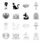 Anubis, Ankh, Cairo citadel, Egyptian beetle.Ancient Egypt set collection icons in outline,monochrome style vector