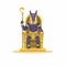Anubis Egypt god sit in altar figure cartoon illustration vector