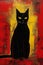 Anubis\\\' Fiery Feline: A Portrait of a Black Kitten in a Rain of