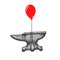 Anvil flying balloon sketch engraving vector